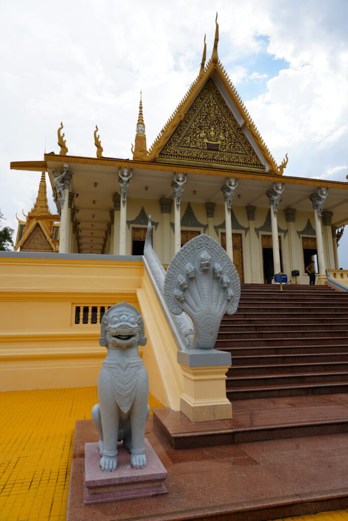 Royal Palace pavilion, low angle with lion and naga