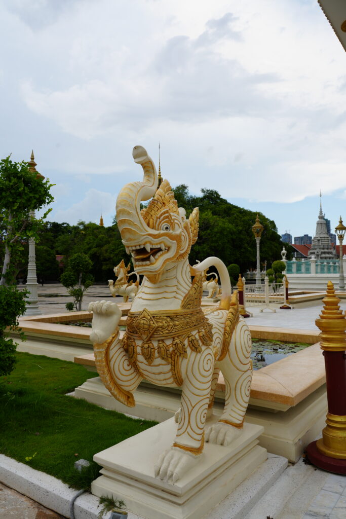 Gilded singha lion guardian close-up
