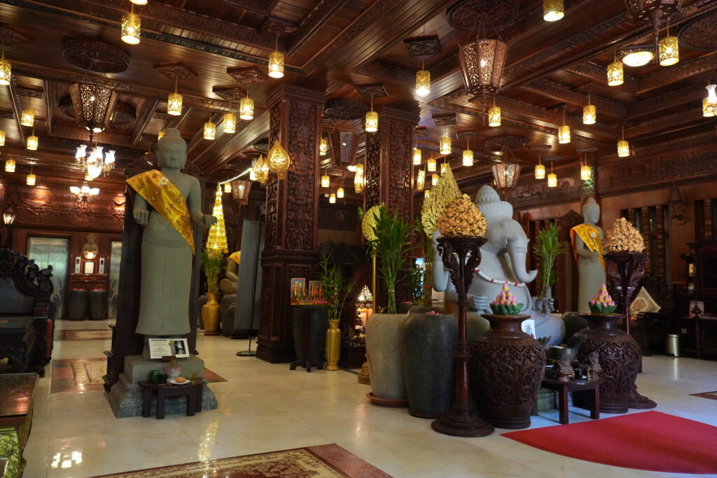 Ornate Khmer lantern lobby