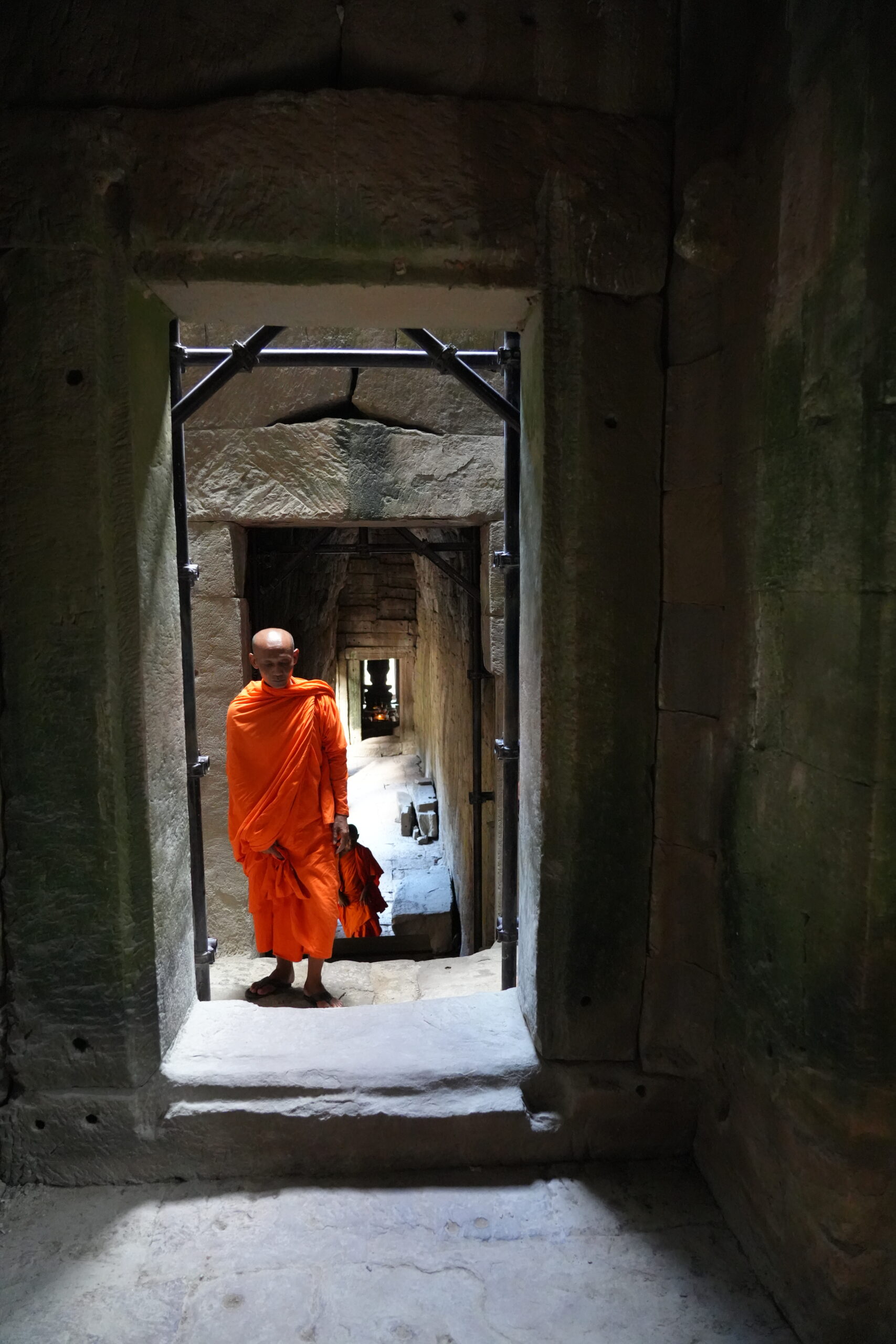 Monk in temple doorway
