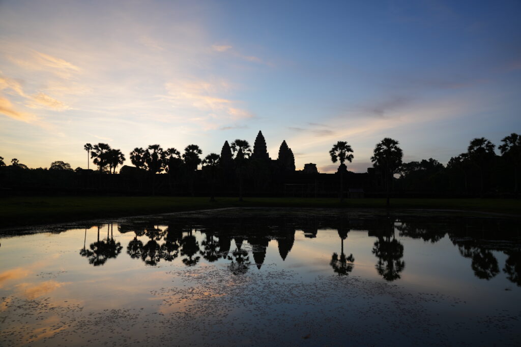 Angkor Wat dawn mirrored reflection