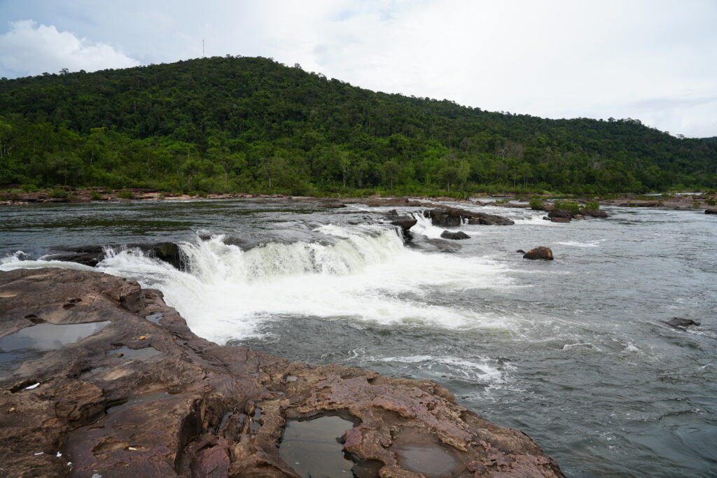 Waterfall with rock foreground