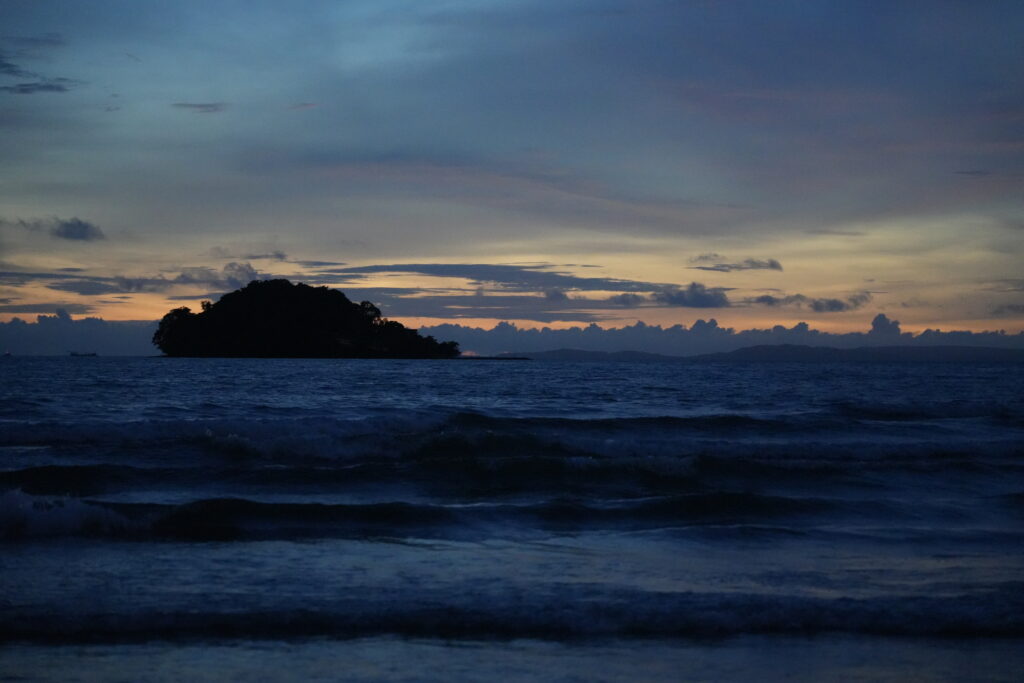 Island silhouette at dusk