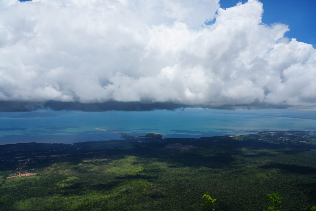 Storm sky over sandbar coast