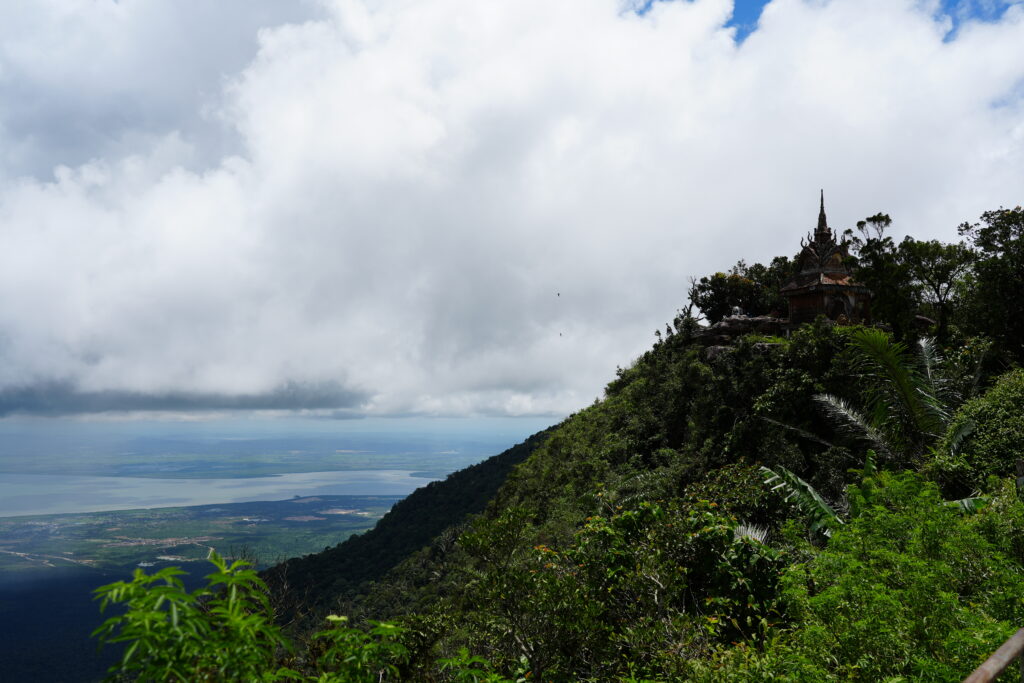 Bokor hilltop pagoda over coast