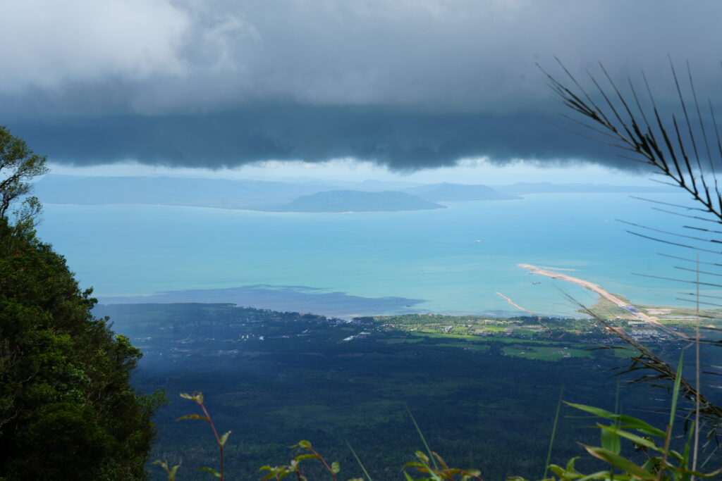 Storm over island silhouette